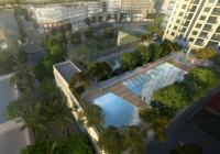 Artist's perspective of outdoor pool of Empress at Capitol Commons 